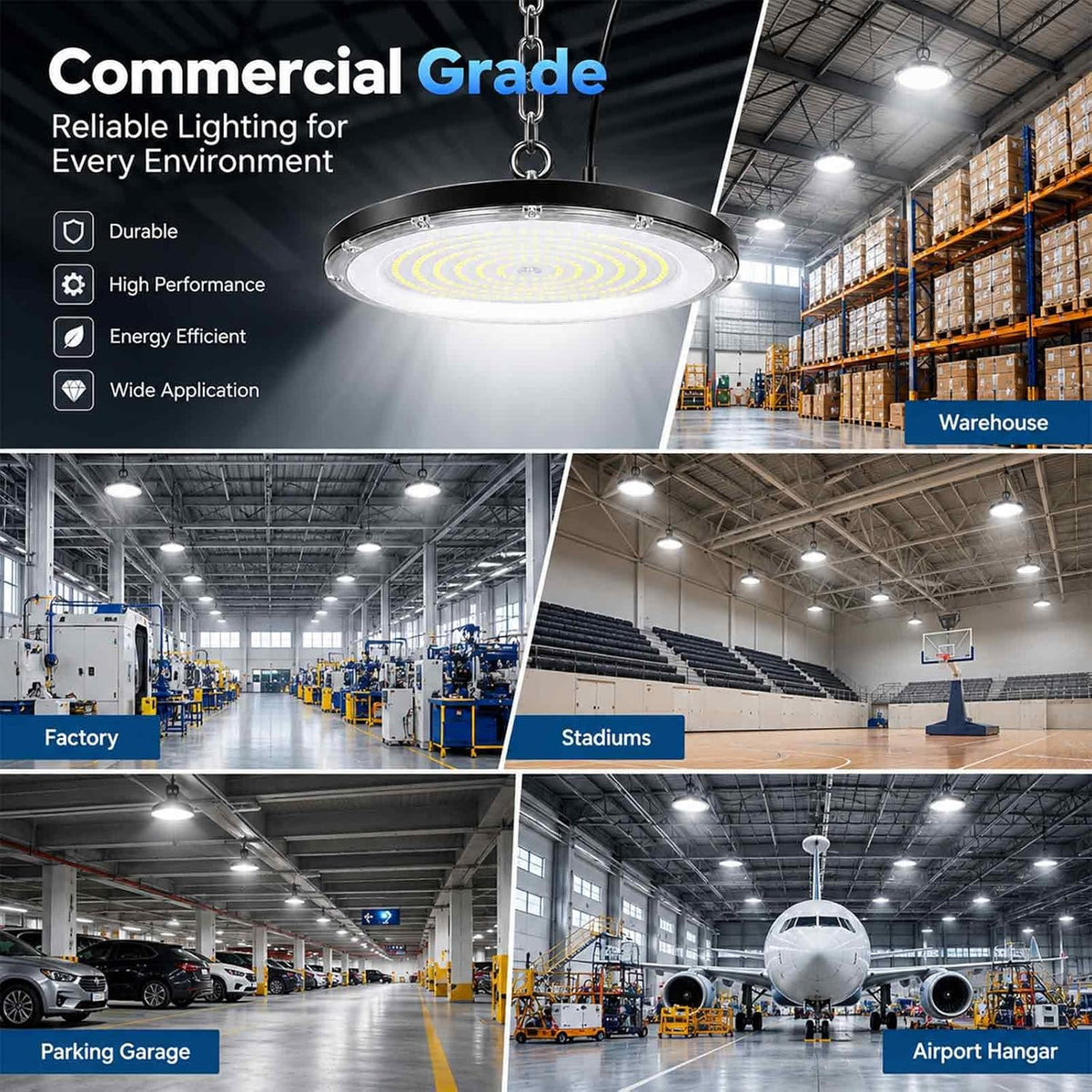 DragonLight 10 Pack UFO LED High Bay Lights 200W 27000LM 5000K, UL Listed