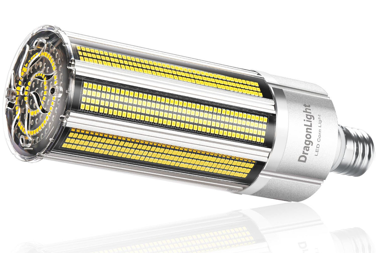 Verbesserte 240-W-LED-Maiskolbenlampe in Gewerbequalität, lüfterlos, 5000 K Tageslicht, E39-Sockel, 32.400 lm – UL-gelistet