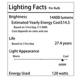 DragonLight 120W Commercial Grade LED Corn Bulb 6000K Daylight E26/E39 Base 14,400LM - UL Listed