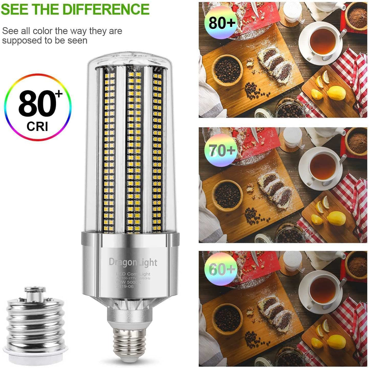 DragonLight 120W Commercial Grade LED Corn Bulb 6000K Daylight E26/E39 Base 14,400LM - UL Listed