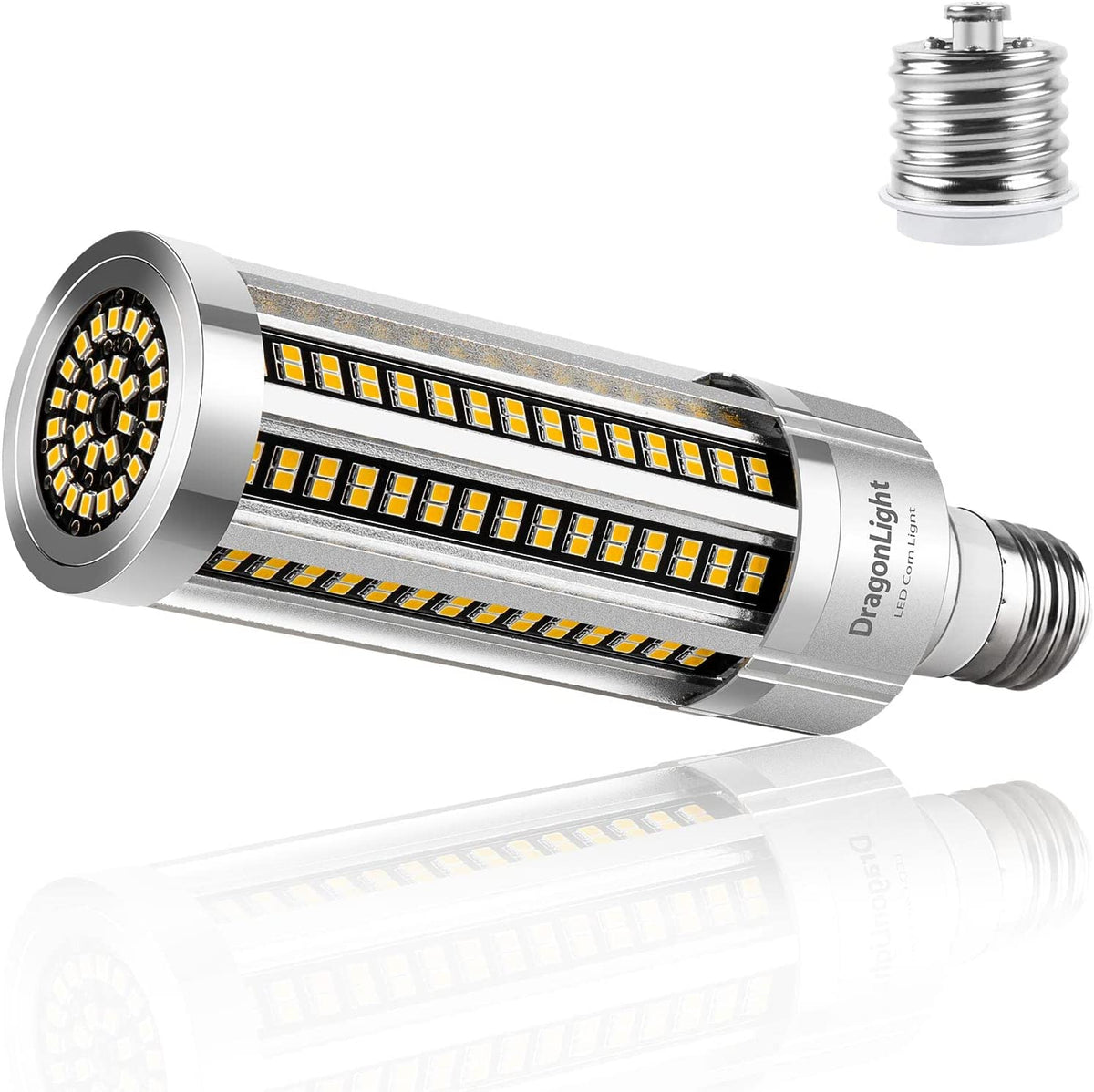 DragonLight 60W LED Corn Bulb Fanless 3000K Warm White E26/E39 Base 7,200LM for Street Lighting