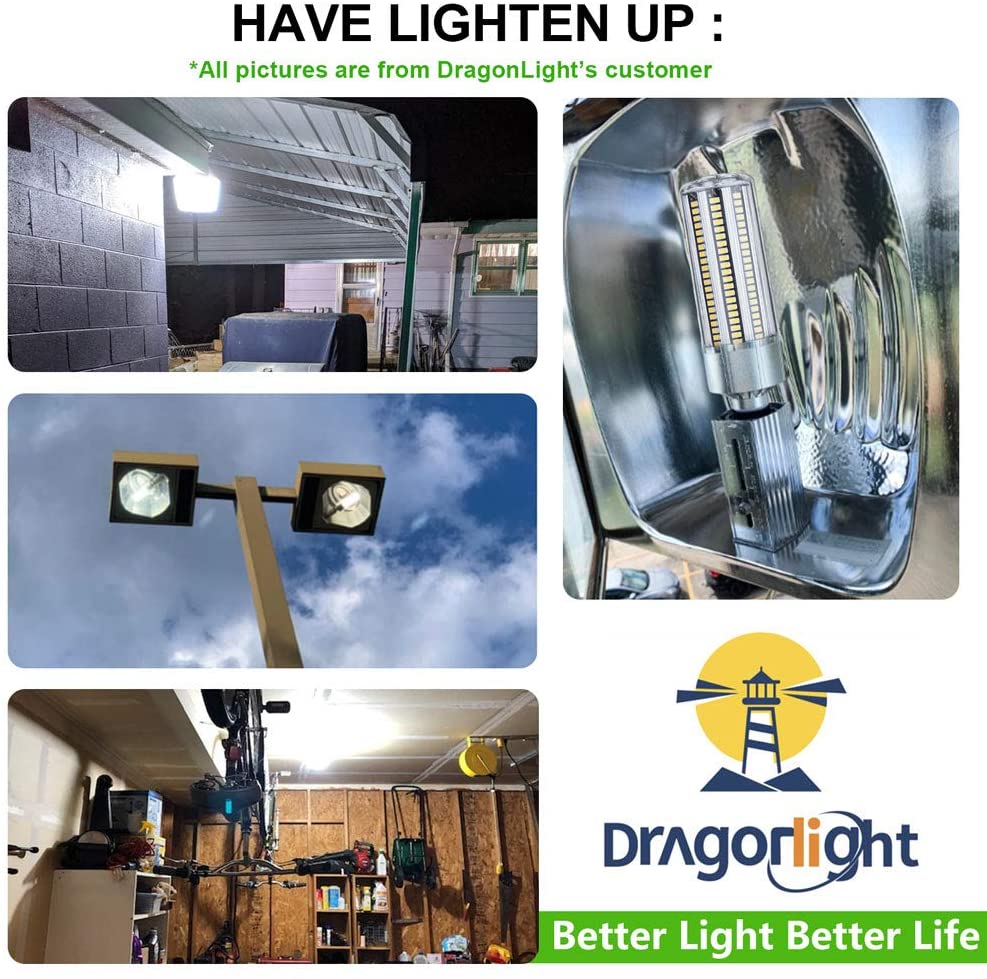 DragonLight 25W LED Corn Light Bulb Fanless 6000K Daylight E26/E39 Base 3,000LM - UL Listed