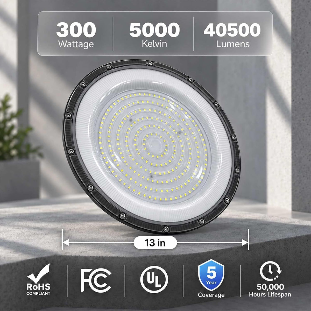 DragonLight 10 Pack UFO LED High Bay Lights 300W 40500LM 5000K, UL Listed