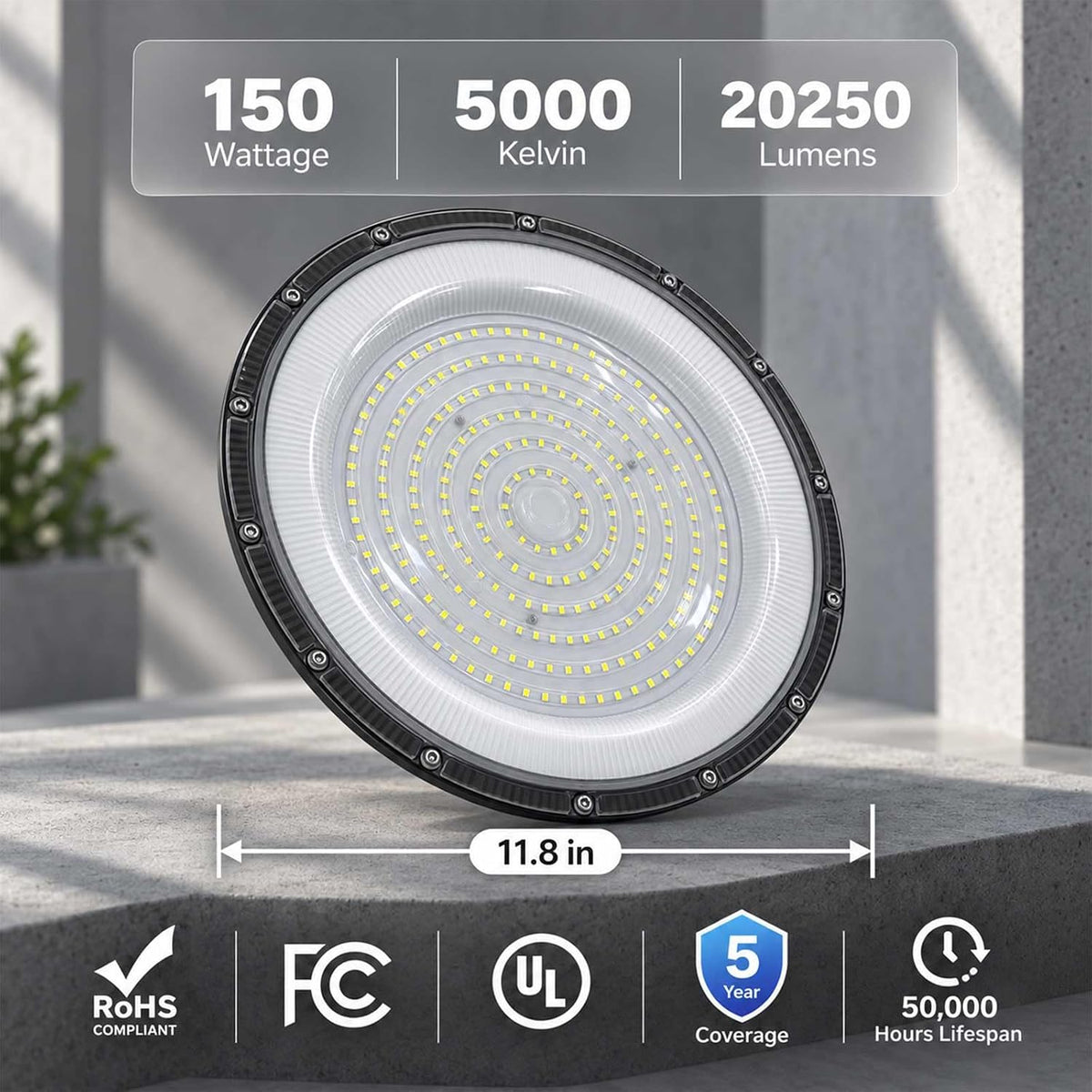 DragonLight 10 Pack UFO LED High Bay Lights 150W 20250LM 5000K, UL Listed