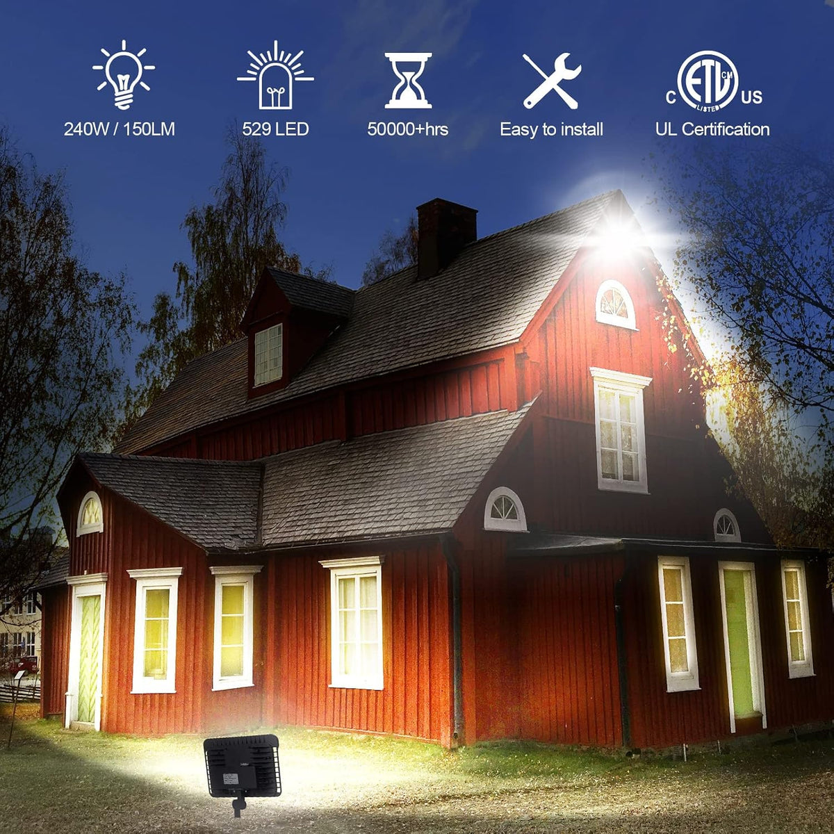 DragonLight LED Flood Light Outdoor 240W 5000K 36,000LM, Commercial Grade