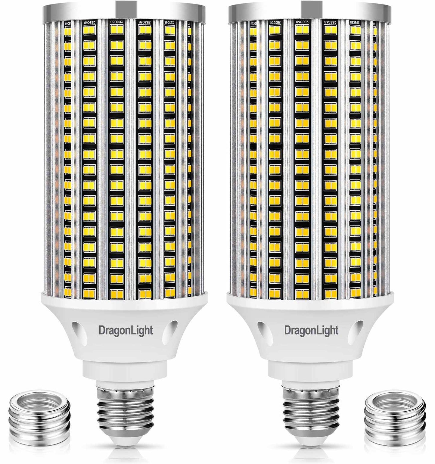 DragonLight 60W LED Corn Bulbs 3000K Warm White E26/E39 Base 7,200LM [Twin Value Pack]