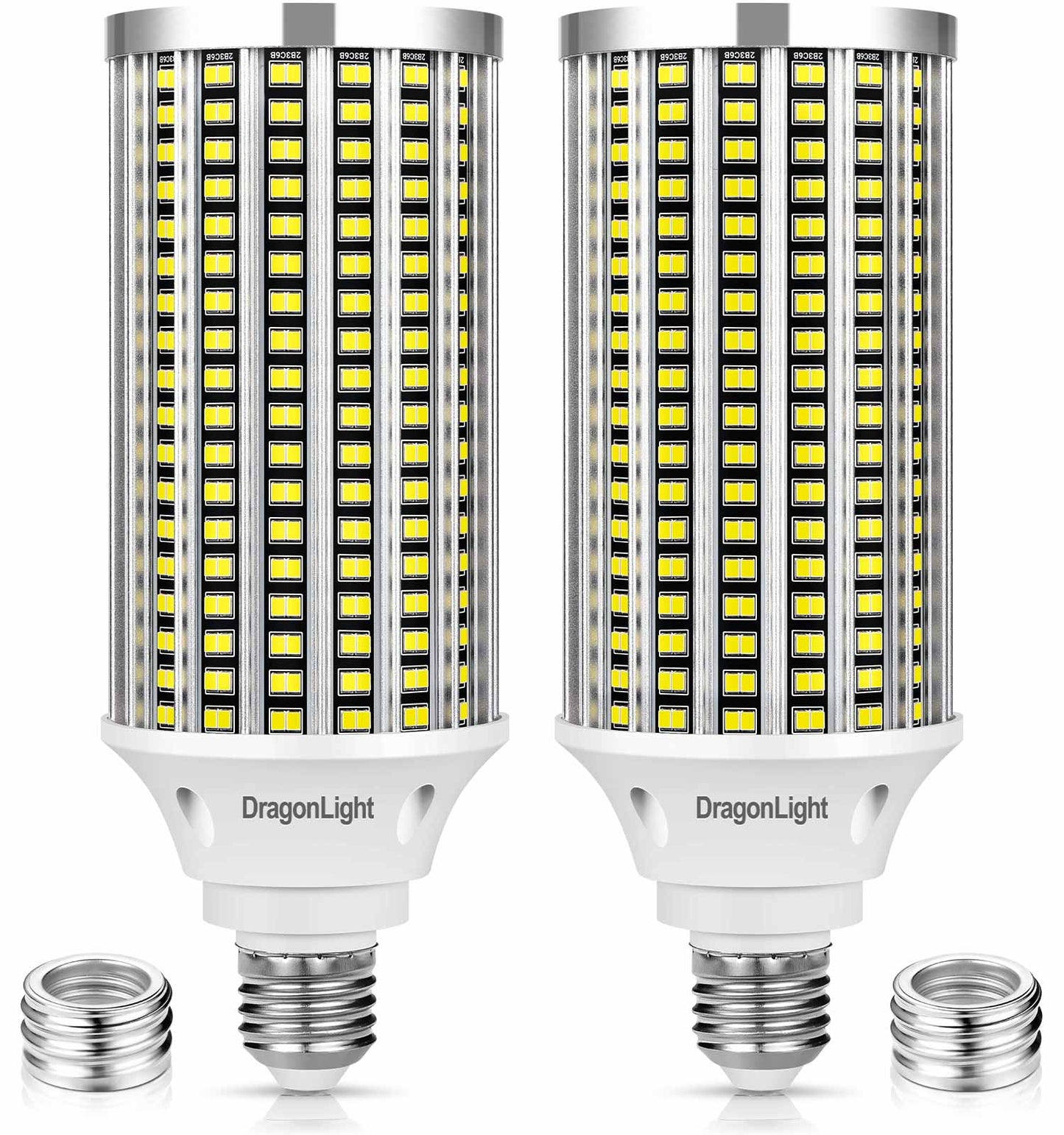 DragonLight 60W LED Corn Bulbs 6000K Daylight E26/E39 Base 7,200LM [Twin Value Pack]