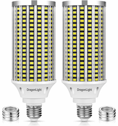 DragonLight 60W LED Corn Bulbs 6000K Daylight E26/E39 Base 7,200LM [Twin Value Pack]