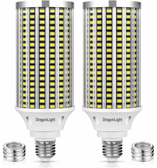 DragonLight 60W LED Corn Bulbs 6000K Daylight E26/E39 Base 7,200LM [Twin Value Pack]