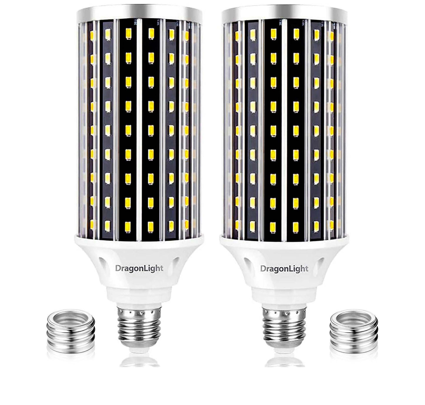 DragonLight 50W LED Corn Bulbs 3000K Warm White E26/E39 Base 5,000LM [Pack of 2]