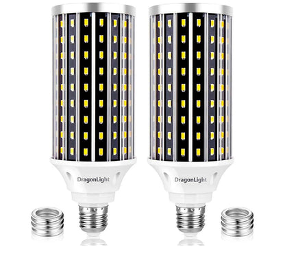 DragonLight 50W LED Corn Bulbs 3000K Warm White E26/E39 Base 5,000LM [Pack of 2]
