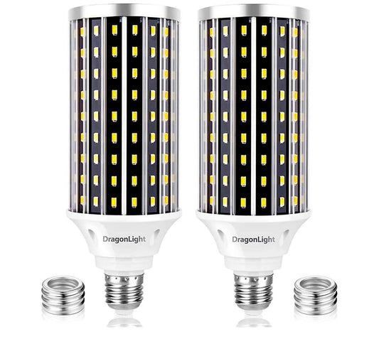 DragonLight 50W LED Corn Bulbs 3000K Warm White E26/E39 Base 5,000LM [Pack of 2]