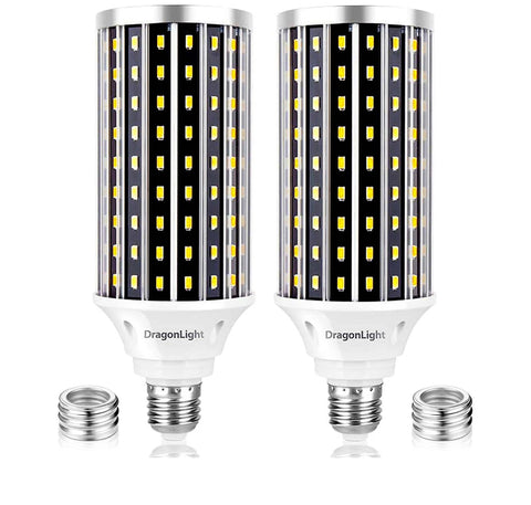 DragonLight 50W LED Corn Bulbs 3000K Warm White E26/E39 Base 5,000LM [Pack of 2]