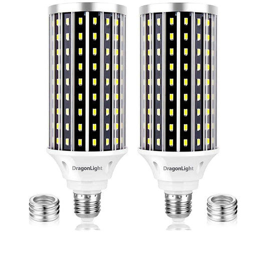 DragonLight 50W LED Corn Bulbs 6000K Daylight E26/E39 Base 5,000LM [Pack of 2]