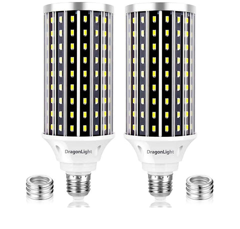 DragonLight 50W LED Corn Bulbs 6000K Daylight E26/E39 Base 5,000LM [Pack of 2]