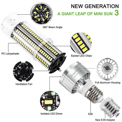 DragonLight 60W LED Corn Bulb 6000K Daylight E26/E39 Base 7,200LM - UL Listed