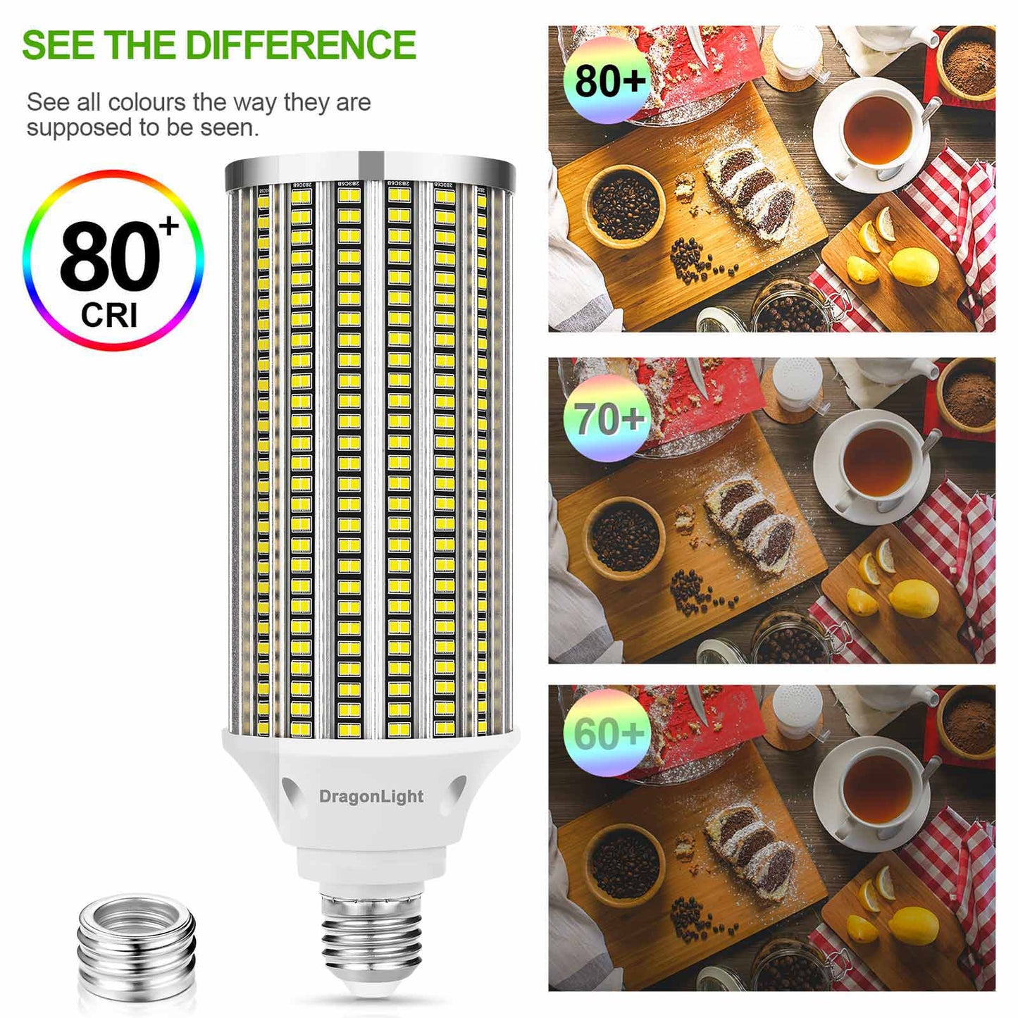 DragonLight 120W LED Corn Bulbs 5000K Daylight E26/E39 Base 14,400LM [Pack of 2]