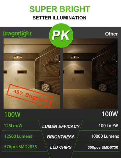 DragonLight 100W Commercial Grade LED Corn Bulb Fanless 3000K Warm White E26/E39 Base 12,500LM- UL Listed