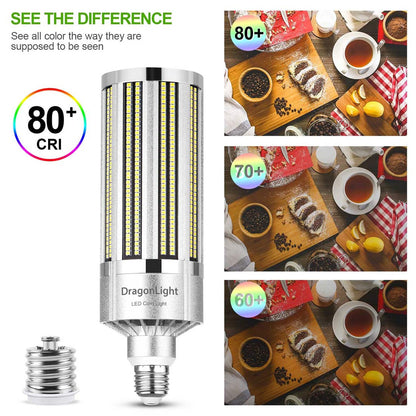 DragonLight 120W Commercial Grade LED Corn Bulb Fanless 4000K Neutral White E26/E39 Base 14,400LM - UL Listed