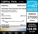 DragonLight 200W 3000K Warm White Commercial Grade Corn LED Light Bulb E39 Mogul Base LED Lamp 27,000LM - UL Listed
