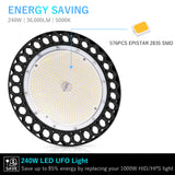 DragonLight LED High Bay Light UFO 240W 36,000LM 0-10V for Commercial Ceiling Lighting