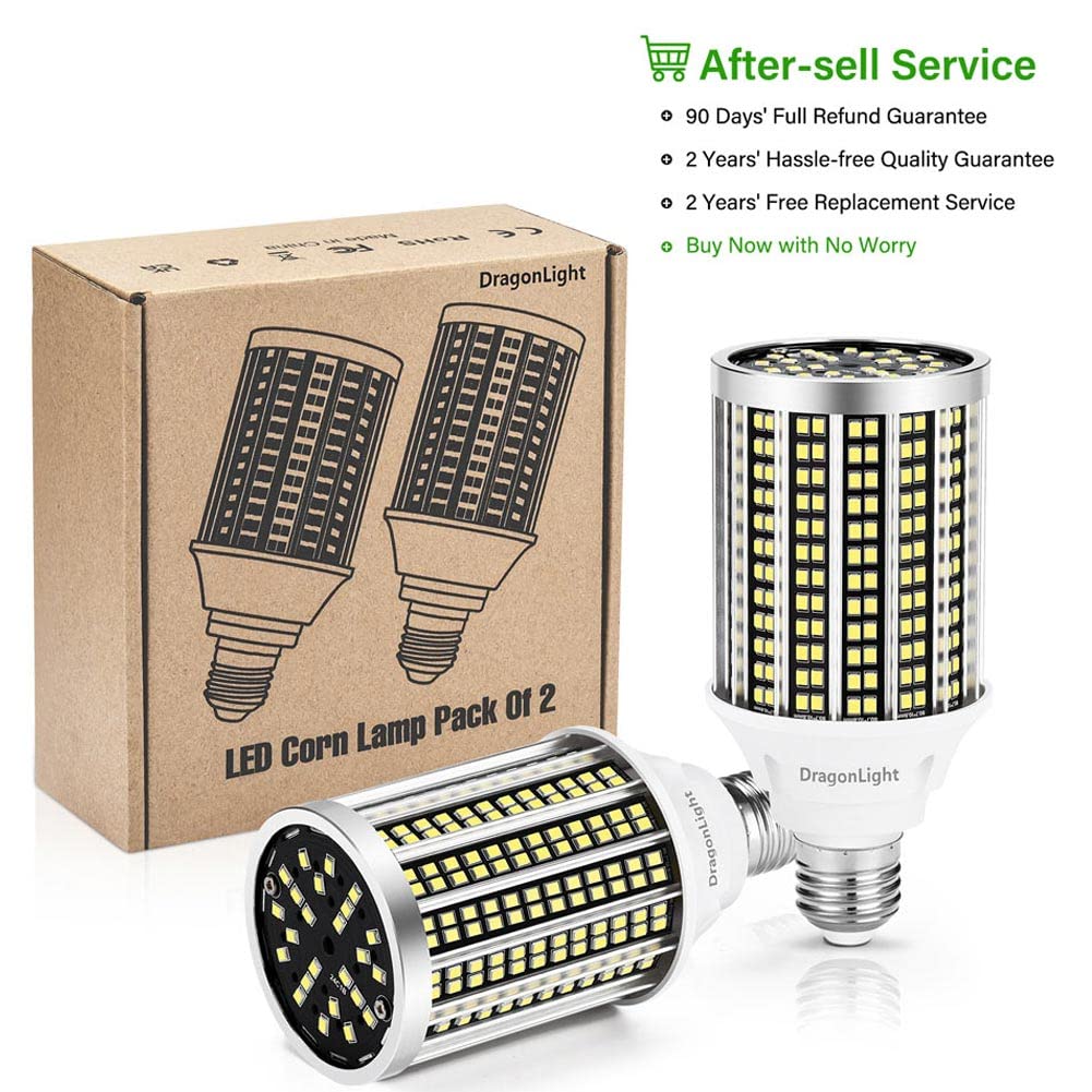 DragonLight 30W LED Corn Bulbs 6000K Daylight E26 Base 3,600LM [Pack of 2]