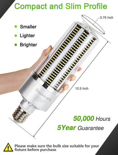 DragonLight 200W Commercial Grade LED Corn Bulb 3000K Warm White E39 Base 27,000LM - UL Listed