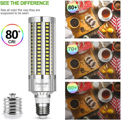 DragonLight 25W LED Corn Light Bulb Fanless 6000K Daylight E26/E39 Base 3,000LM - UL Listed
