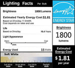 DragonLight 15W 3000K Warm White Super Bright Corn LED Light Bulbs Fanless 1800LM E12 Base Pack of 4 - UL listed