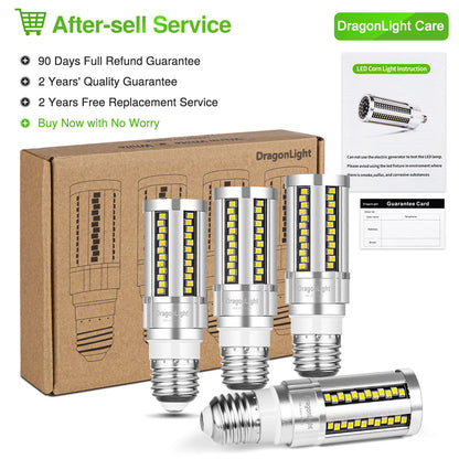 DragonLight 15W LED Corn Bulbs Fanless 6000K Daylight E26 Base 1800LM [Pack of 4] - UL listed