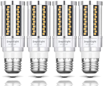 DragonLight 15W LED Corn Bulbs Fanless 3000K Warm White E26 Base 1800LM [Pack of 4] - UL listed
