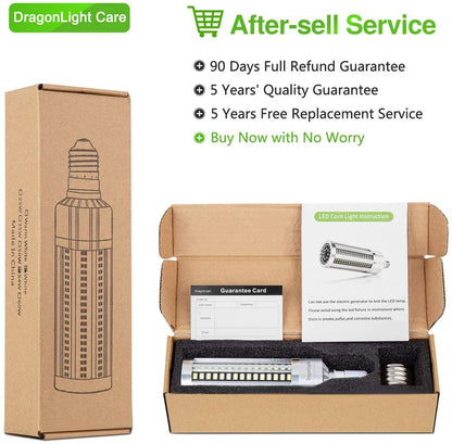 DragonLight 60W LED Corn Bulb Fanless 3000K Warm White E26/E39 Base 7,200LM for Street Lighting