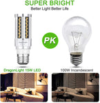 DragonLight 15W 3000K Warm White E26 Base Super Bright Corn LED Light Bulbs Fanless Pack of 4