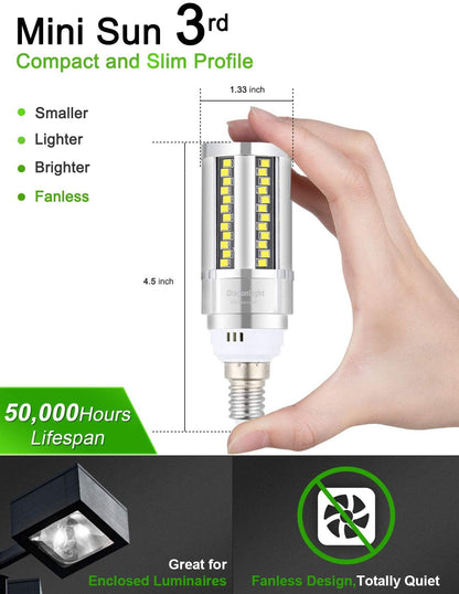 DragonLight 15W LED Corn Bulbs Fanless 6000K Daylight E12 Base 1800LM [Pack of 4] - UL listed