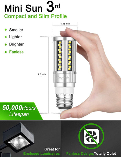 DragonLight 15W LED Corn Bulbs Fanless 3000K Warm White E26 Base 1800LM [Pack of 4] - UL listed