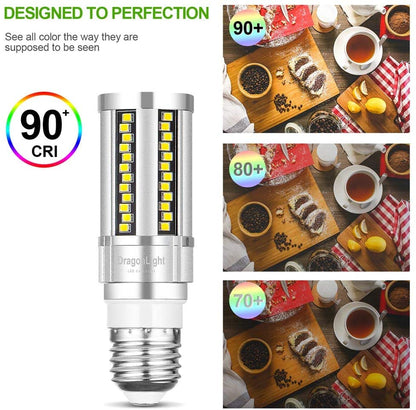 DragonLight 15W LED Corn Bulbs Fanless 3000K Warm White E26 Base 1800LM [Pack of 4] - UL listed