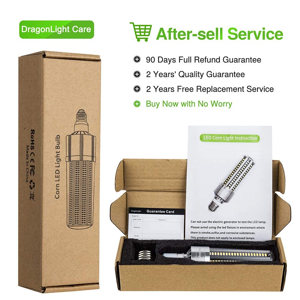 DragonLight 60W LED Corn Bulb 6000K Daylight E26/E39 Base 7,200LM - UL Listed