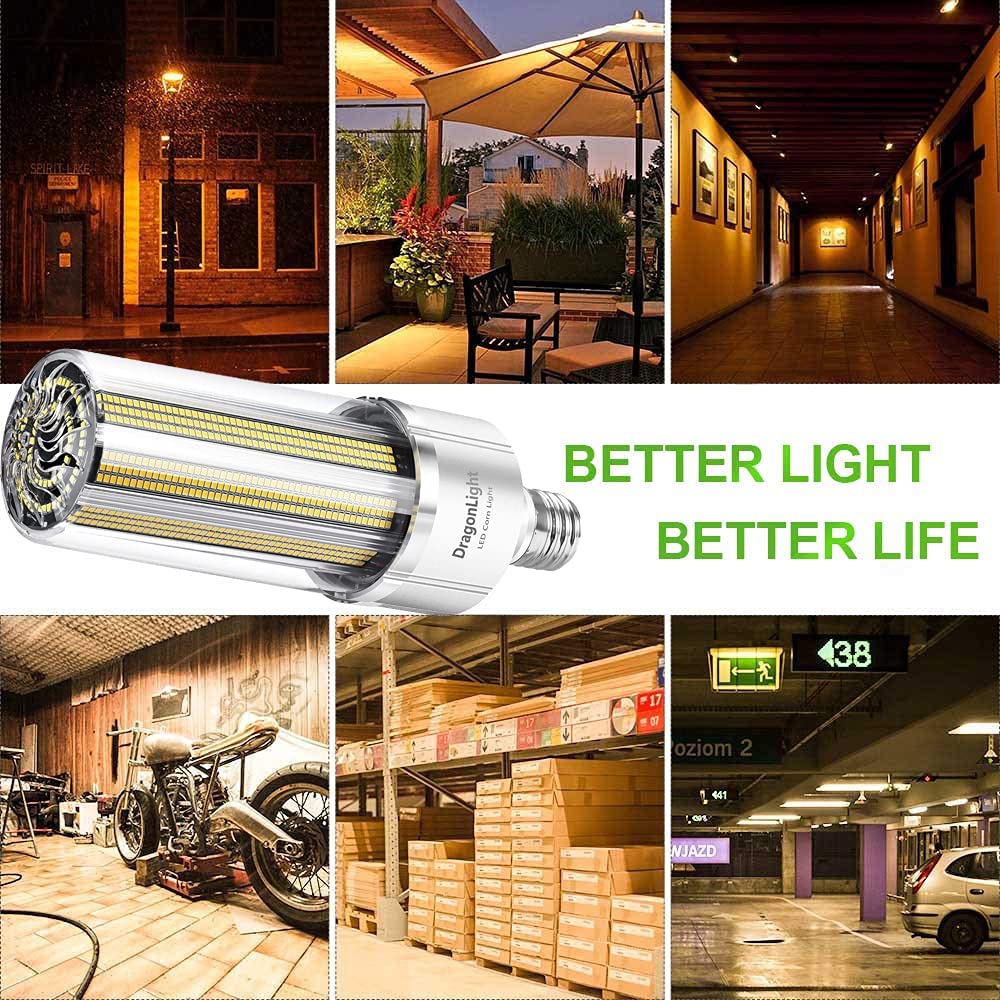 DragonLight 240W Commercial Grade LED Corn Bulb 3000K Warm White E39 Base 32,400LM - UL Listed