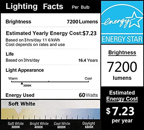 DragonLight 60W LED Corn Bulb 3000K Warm White E26/E39 Base 7,200LM - UL Listed