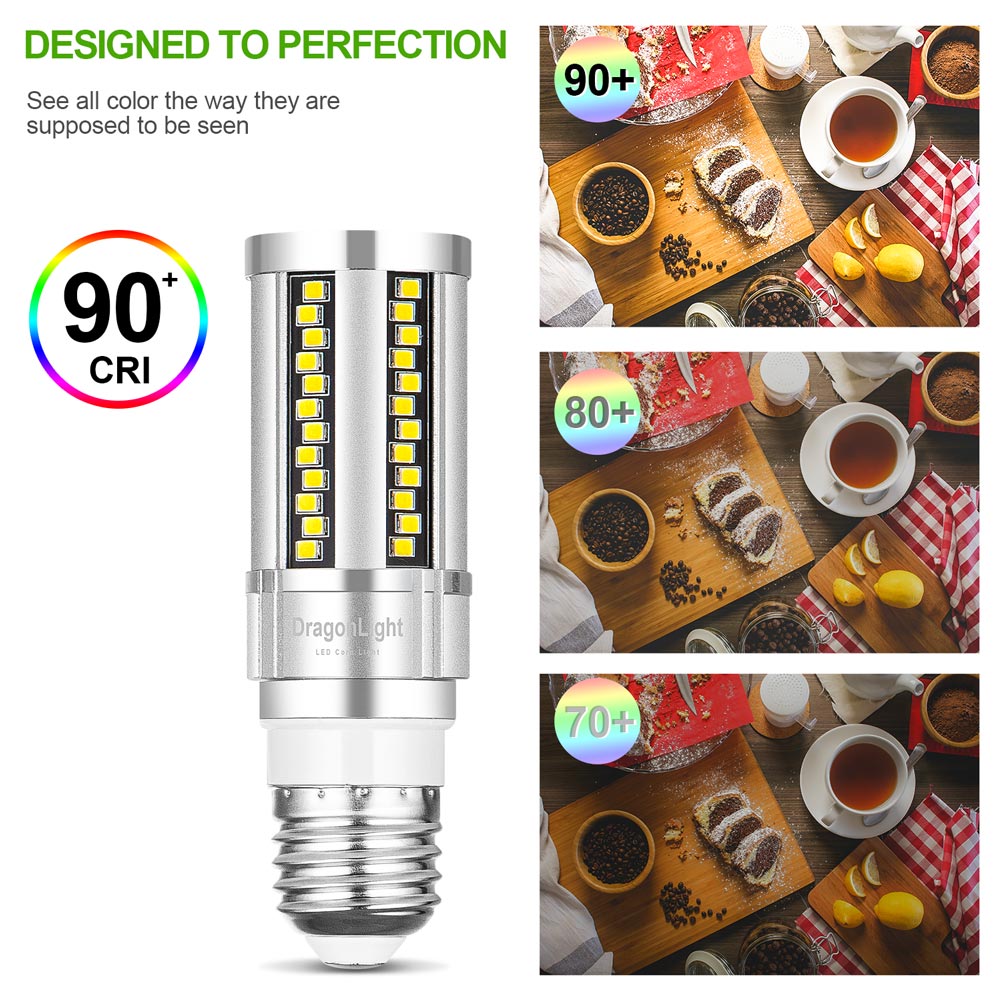 DragonLight 15W LED Corn Bulbs Fanless 6000K Daylight E26 Base 1800LM [Pack of 4] - UL listed