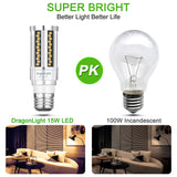 DragonLight 15W 6000K Daylight E26 Base Super Bright Corn LED Безвентиляторные лампы 1800LM Упаковка из 4 шт. — внесена в список UL